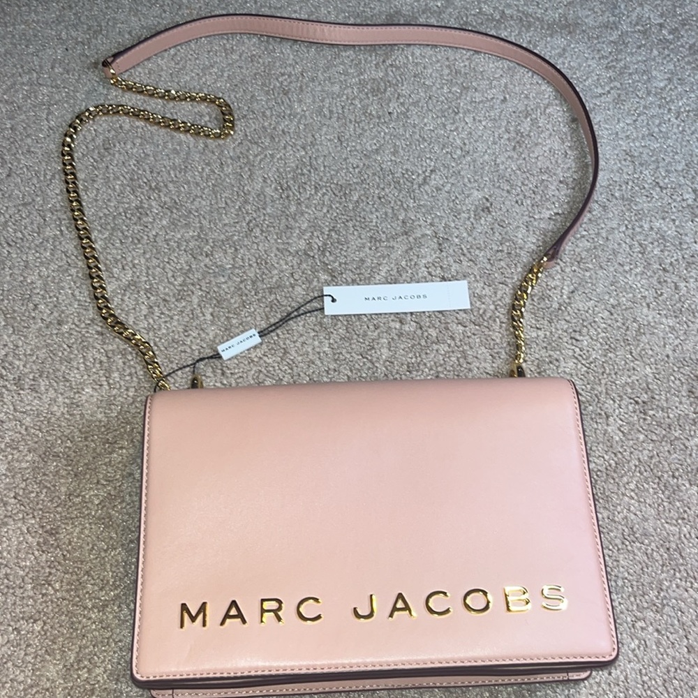 Marc Jacob’s Pink rose large crossbody gold chain designer with gift bag leather - Picture 4 of 16